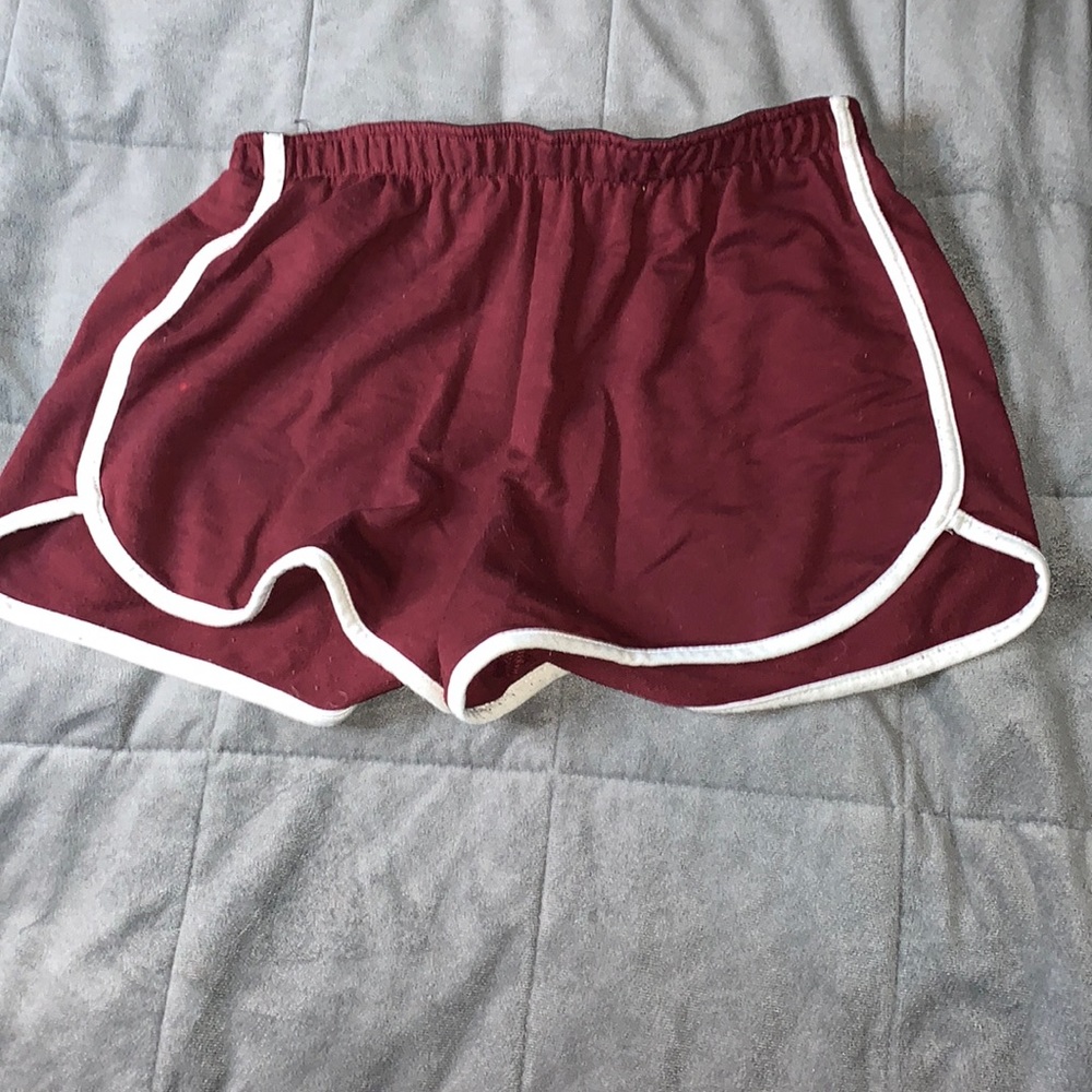 Burgundy and white stretchy shorts